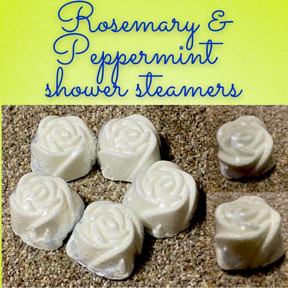 Set of 5 handcrafted shower steamers rosemary and peppermint scented